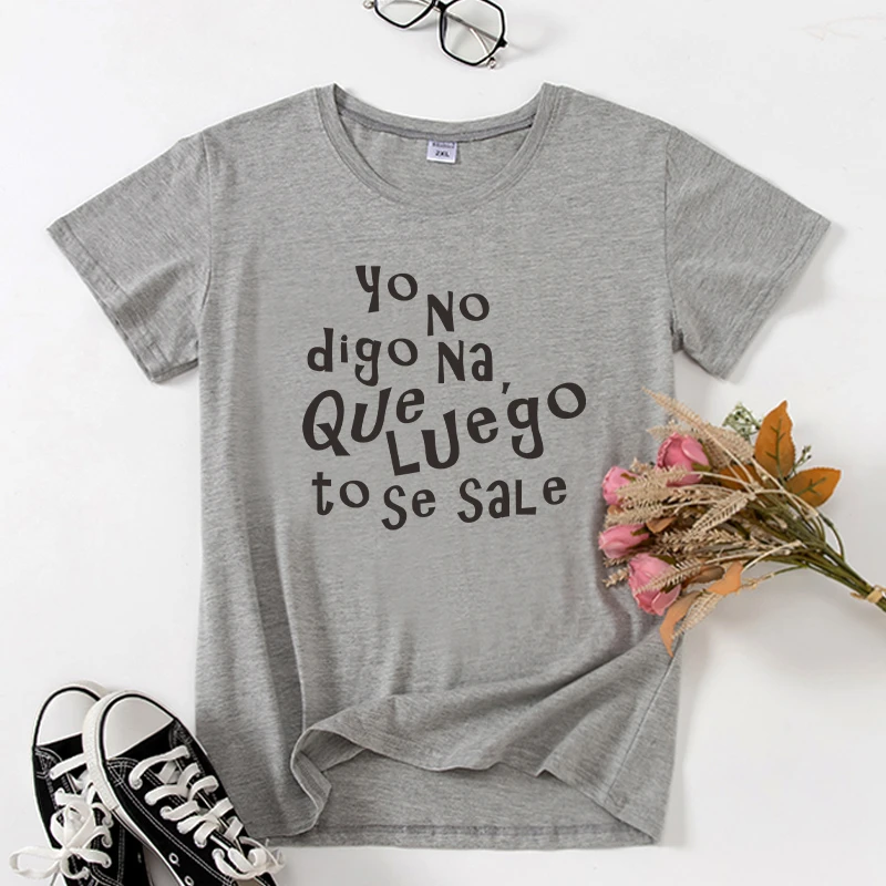 Camisetas en español para mujer, camisas informales de manga corta con estampado letras, camiseta de mujer, camiseta de algodón para mujer|Camisetas| - AliExpress
