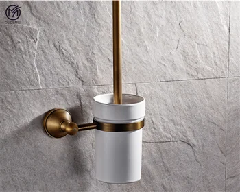 

Toilet Brush Holder Set Brass Brushed Antique Toilet Brush Rack Bathroom Cleaning Tools Wall Mounted Nail Punched Free Shipping
