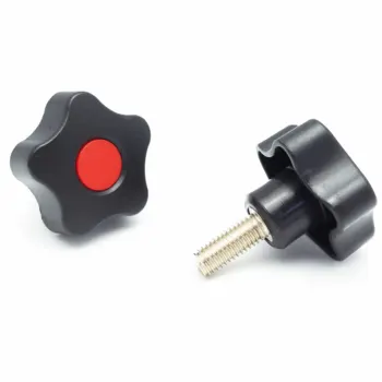 

M8 red cap Male threads Plastic knob ,plastic lobe knob thread knob screw ,start knob with threads