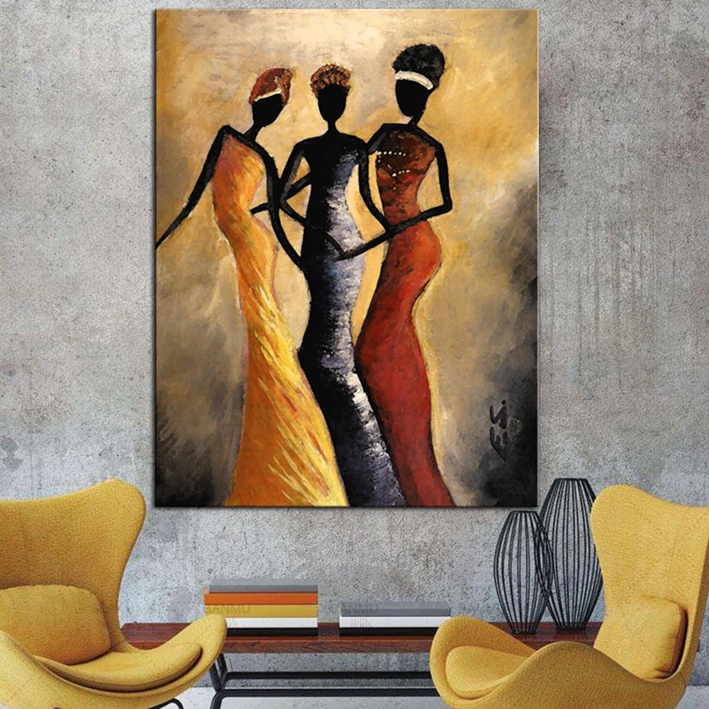 

Artwork Living Room Wall Art Abstract Figure Vintage African Woman Portrait Painting Prints on Canvas Bedroom Office Wall Decor