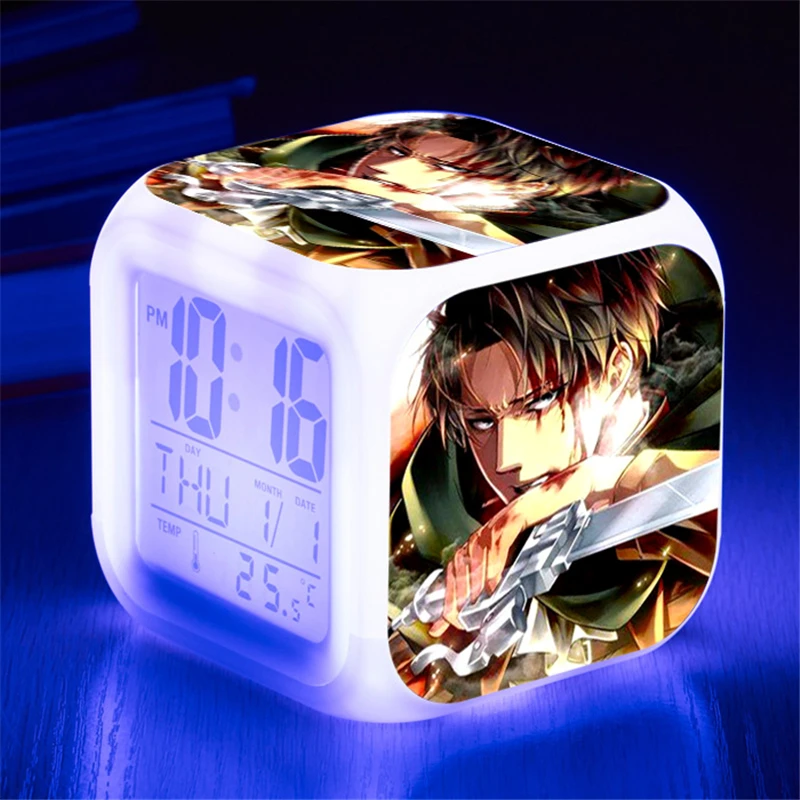 Anime Attack on Titan Alarm Clocks Shingeki no Kyojin Levi Rivaille Mikasa Ackerman Eren Jaeger Digital Figure Doll Gifts | Игрушки и
