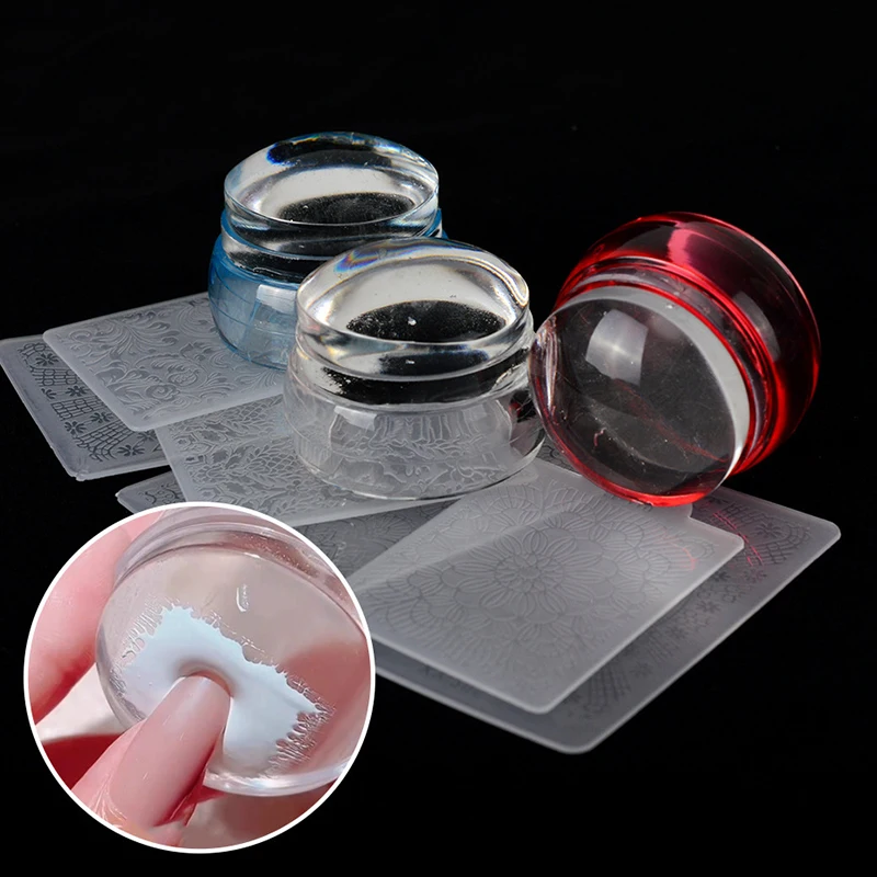 Clear Silicone Nail Stamper French Tip Art Stamping Jelly with Scraper Manicure Tool | Красота и здоровье