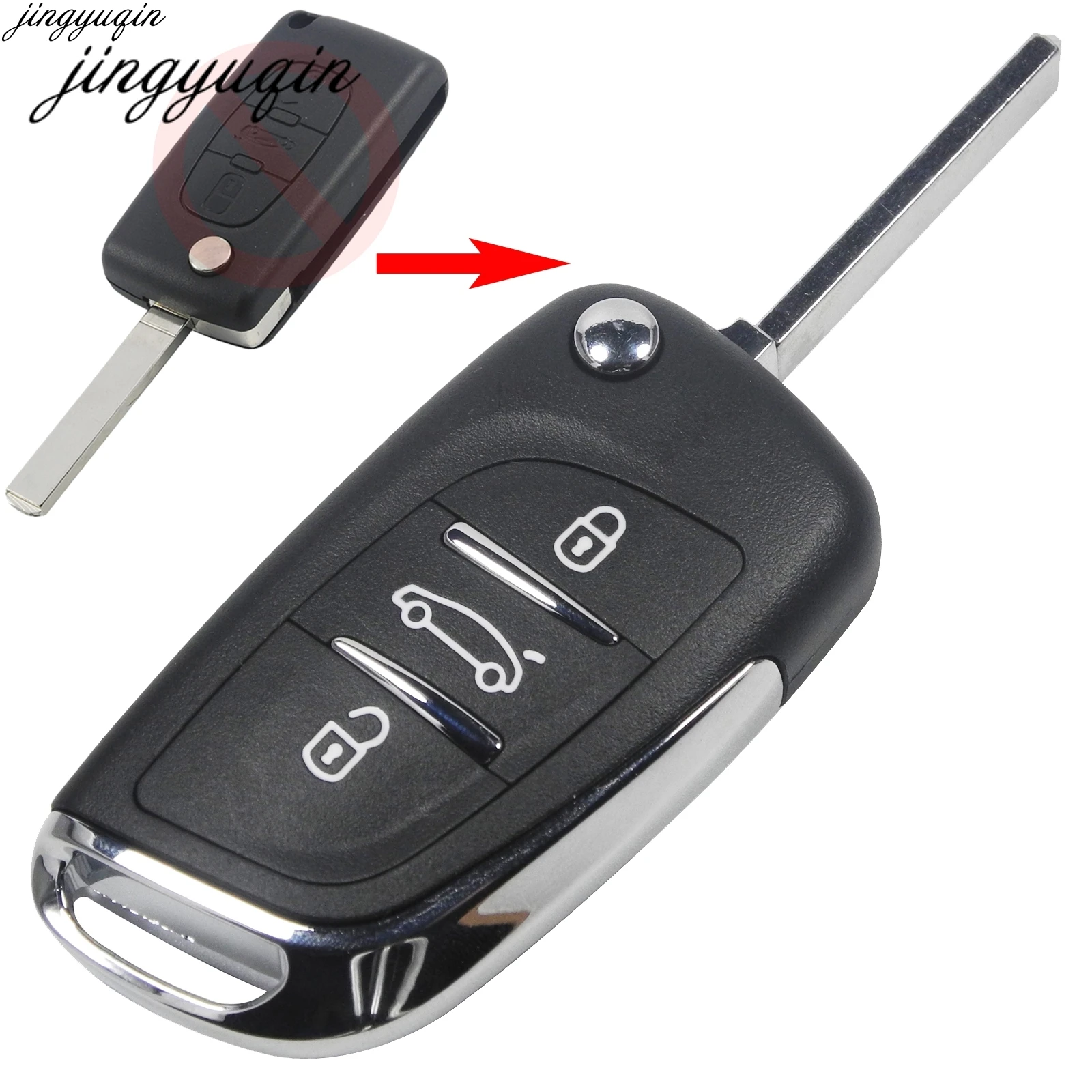Модифицированный откидной ключ jingyuqin дистанционный с 3 кнопками для Citroen C2 C3 C4