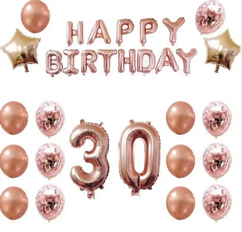 Rose Gold Aluminum Film Balloon Set Birthday Balloon Party Accessories Party Suit Aluminum Film Balloon Printing Party
