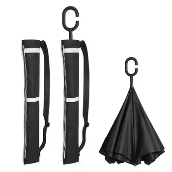 

2PCS Upside Down C-Handle Reverse Umbrella Storage Bag Case Anti-Dust Protective Cover Shoulder Strap Carry Holder