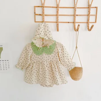 

MILANCEL baby clothing 2020 autumn baby girls clothes lace collar baby bodysuit long sleeve baby bodysuit baby hat