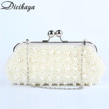 

DICIHAYA NEW Beaded Women Evening Bags Pearl Women Clutch Evening Bag With Chain Shoulder Small Purse Handbags for Party Wedding
