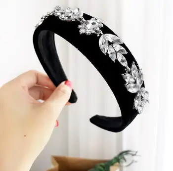 

women hairbands New flannel baroque retro rhinestone alloy hair hoop with diamond geometry headband