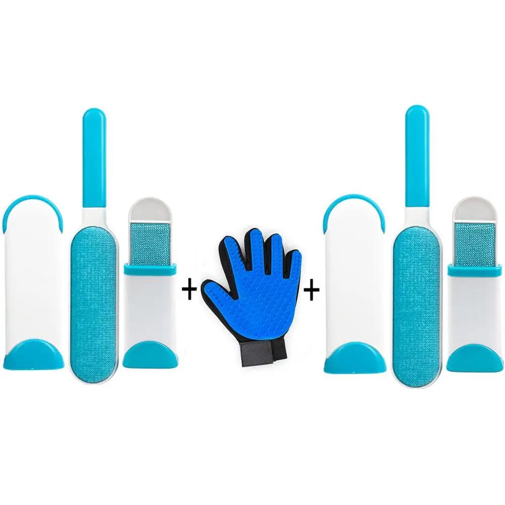 two brush left-blue Набор для чистки домашних животных удивительное предложение щетка для удаления шерсти собаки кошки Основа щетки Двусторонняя мебель для дома диван одежда для чистки ворса - Цвет: two brush left-blue