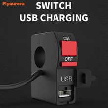 7/" 22 мм мотоциклетные переключатели мотоциклетная фара противотуманная лампа с кнопкой разъем Пуск Руль управления переключатель 2.1A USB зарядка