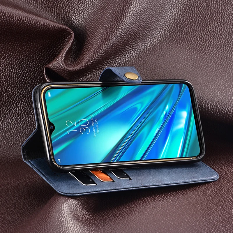 Деловой кожаный чехол для OPPO Realme 5, роскошный винтажный Чехол-книжка с бумажником для OPPO Realme 5 RMX1911, ретро Чехол 6,5 дюйма