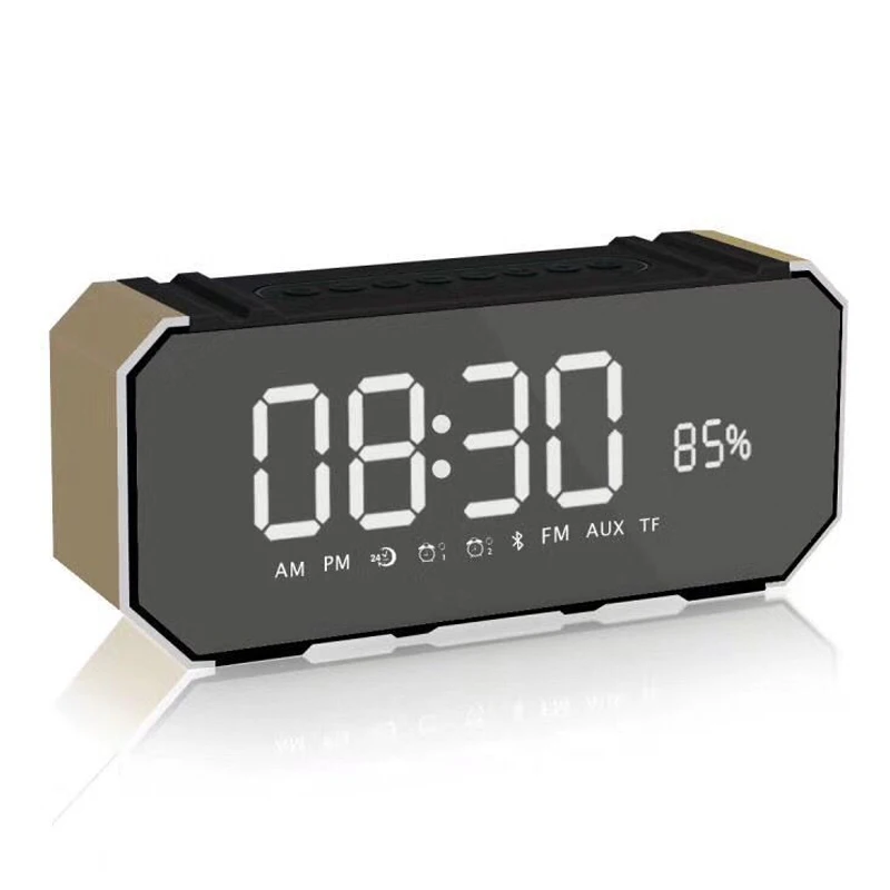 

Alarm Colck 10W Bluetooth Wireless Speaker FM Radio LCD Mirror Display Desktop Colck OUJ99