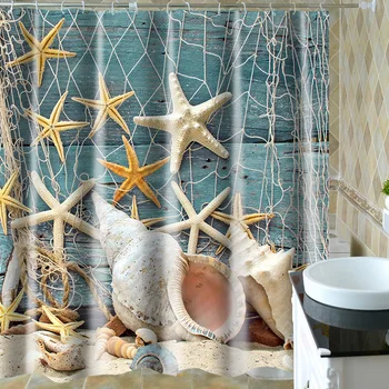 

3D Digital Printing Waterproof Polyester Shower Curtain Bathroom Curtain