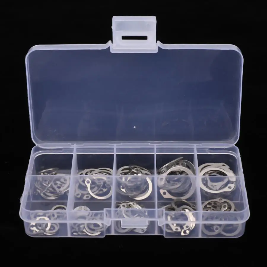 

Washer Gasket 100 Pcs 304 Stainless Steel C-Type Spring Elastic External Safety Snap Ring Circlip Stainless Washer Set