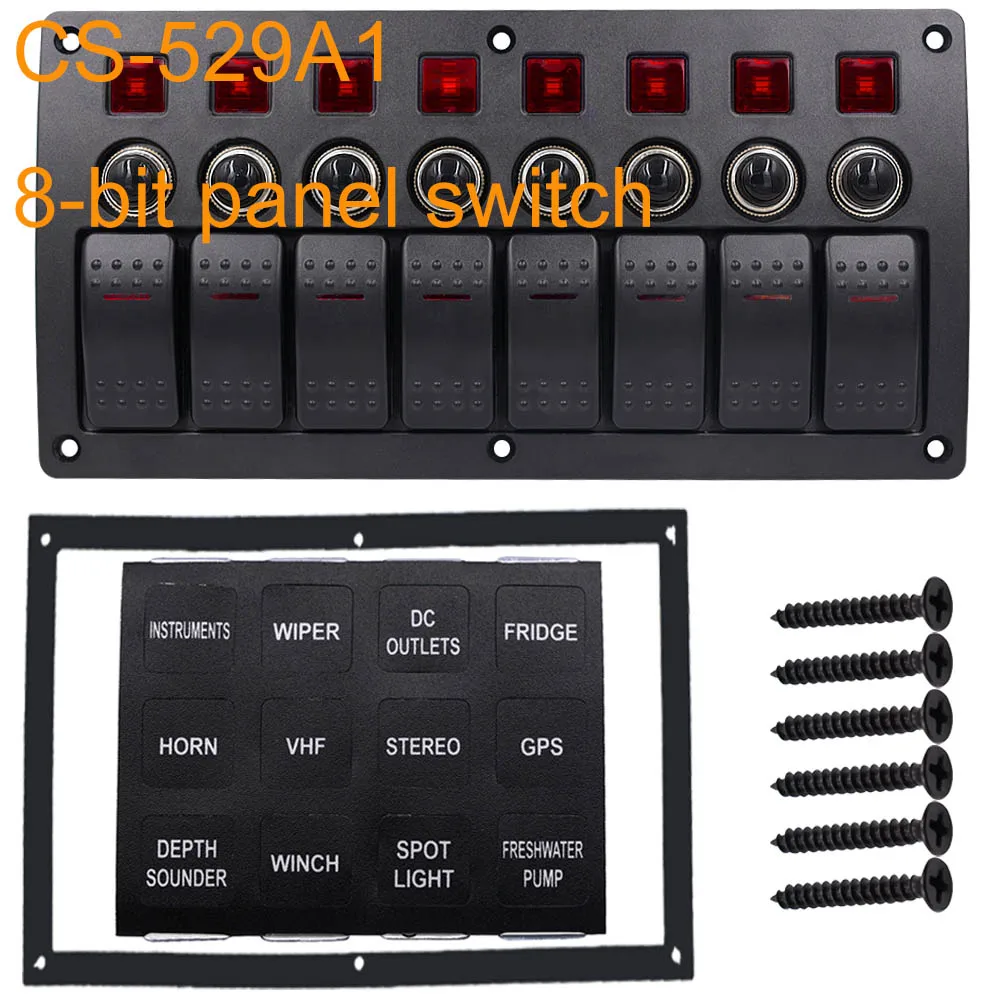 12-24V Car Universal Switch Combination Panel 6-8 Position With Lens Combination Panel Switch For Ship, Yacht, RV, Bus - Цвет: 1 Pcs