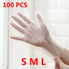 Gants en plastique à usage unique, 100 pièces, transparents, épais, en TPE, pour la cuisine, accessoires de jardin