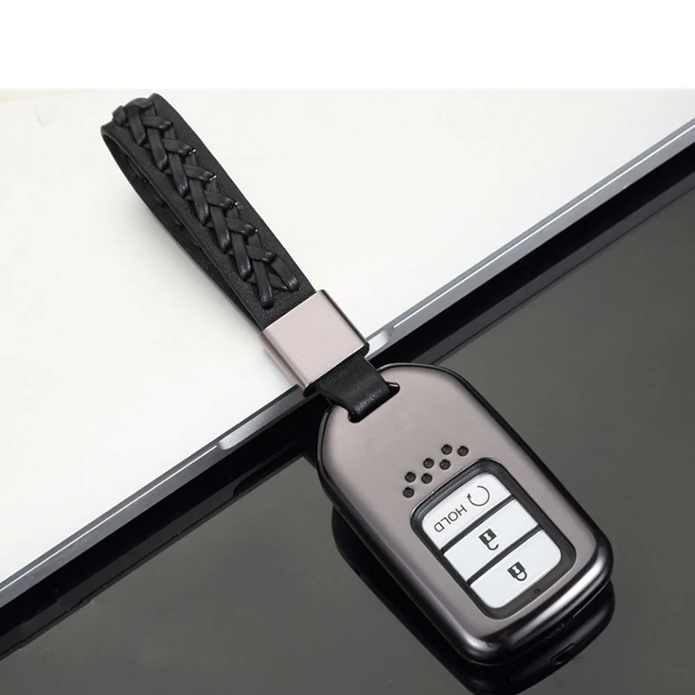 Gray Braided buckle Чехол для ключей из сплава для Honda jade Fit vezel Civic XR-V CRV Accord Crosstour CRIDER Spirior ELYSION Odyssey 2 3 4 чехол для ключей с кнопками - Название цвета: Gray Braided buckle
