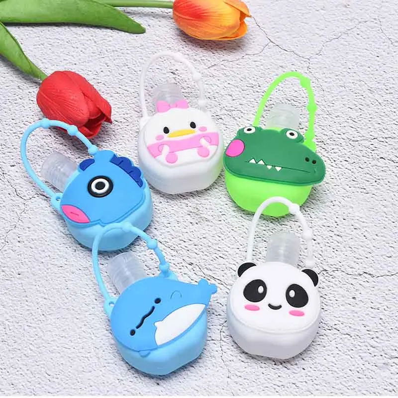 

1pc Cartoon Round Bottle Cover Silicone Gel Case For Hand Sanitizer