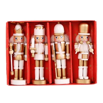 

4pcs Wooden Nutcracker Puppet Walnuts Soldier Doll Pendant Christmas Decorations