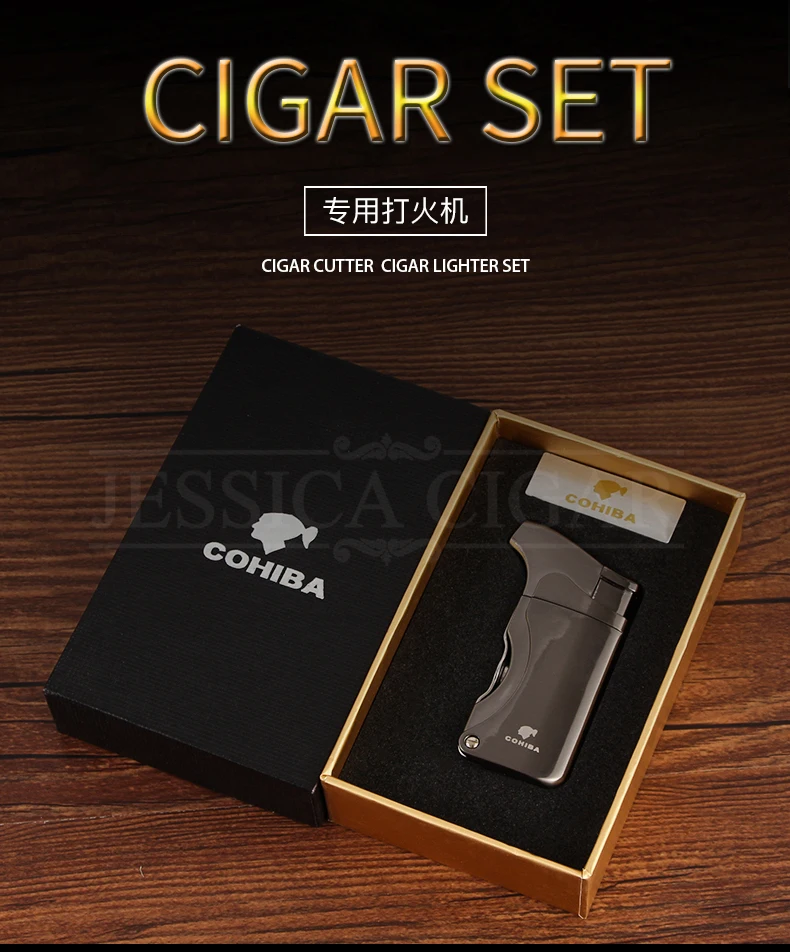 COHIBA карманная мини-сигарная Зажигалка Cigartte металлический фонарь газовая зажигалка/бензин многоразовая Бутановая Зажигалка для сигар аксессуары