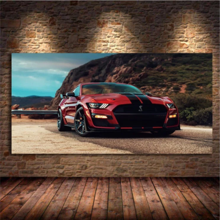 Современное настенное искусство Масляная Картина на холсте Supercar Fords Mustang Shelby GT500 картина красного автомобиля
