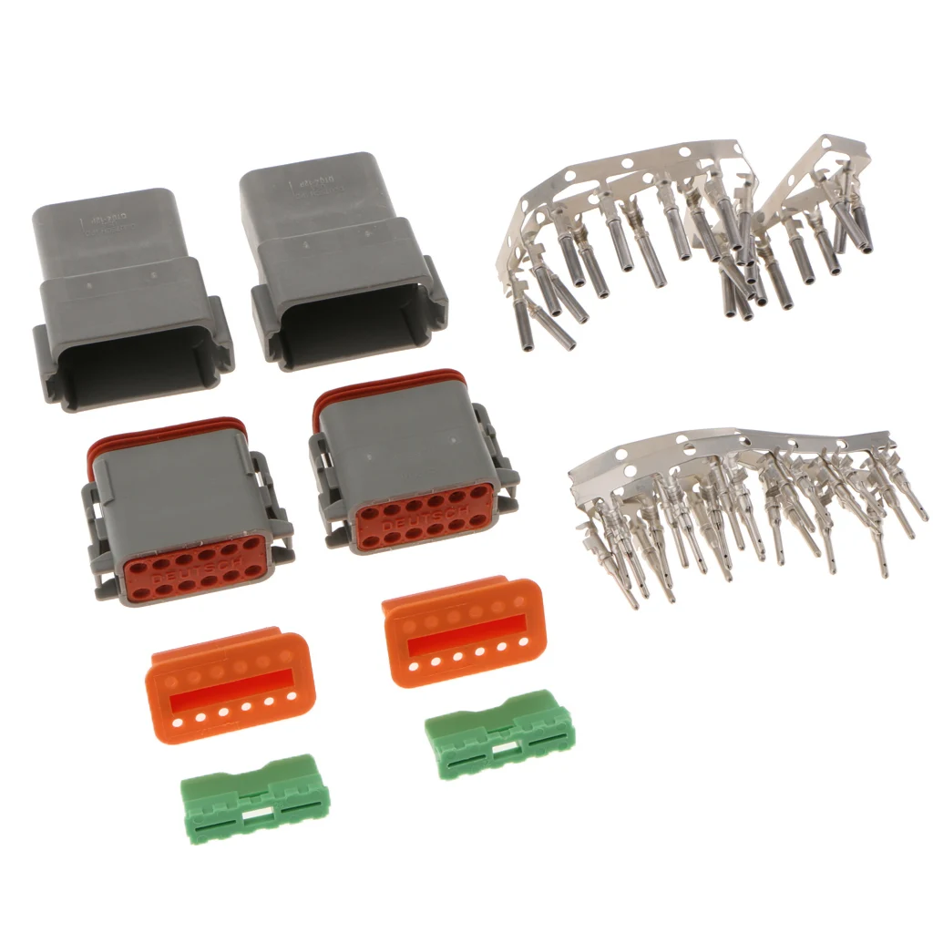 2 X DT 12pin Gray Connector Crimp Type Waterproof Terminal DT06-12S/DT04-12P
