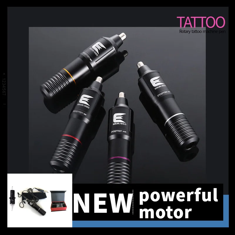 

Low Noise Tattoo Machine Spiral Anti-slip Design Powerful Motor RCA Connector Tattoo Gun Set for Makeup Rotary Tattoo Pen