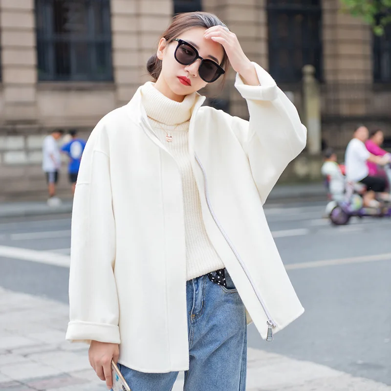 

Wool Casual Winter Coat Women Double Sided Jacket Streetwear Windbreaker Abrigos Mujer Invierno 2020 1836 YY682