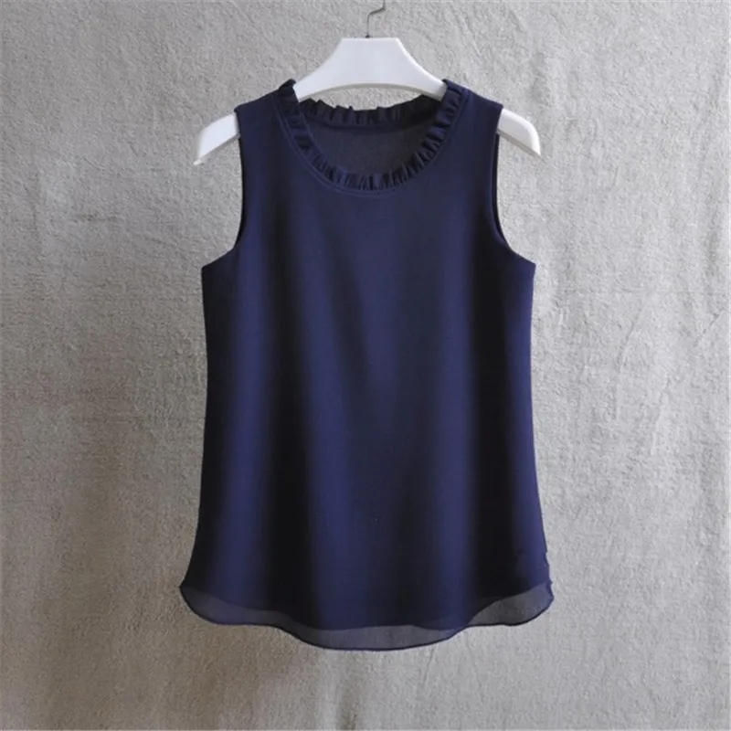 Woherb 21 Colors Solid Ruffle Chiffon Blouse Women 2020 Summer Fashion Vest Blusas Casual Loose Sleeveless Ladies Tops Shirt Woherb 21 Colors Solid Ruffle Chiffon Blouse Women 2020 Summer Fashion Vest Blusas Casual Loose Sleeveless Ladies Tops Shirt