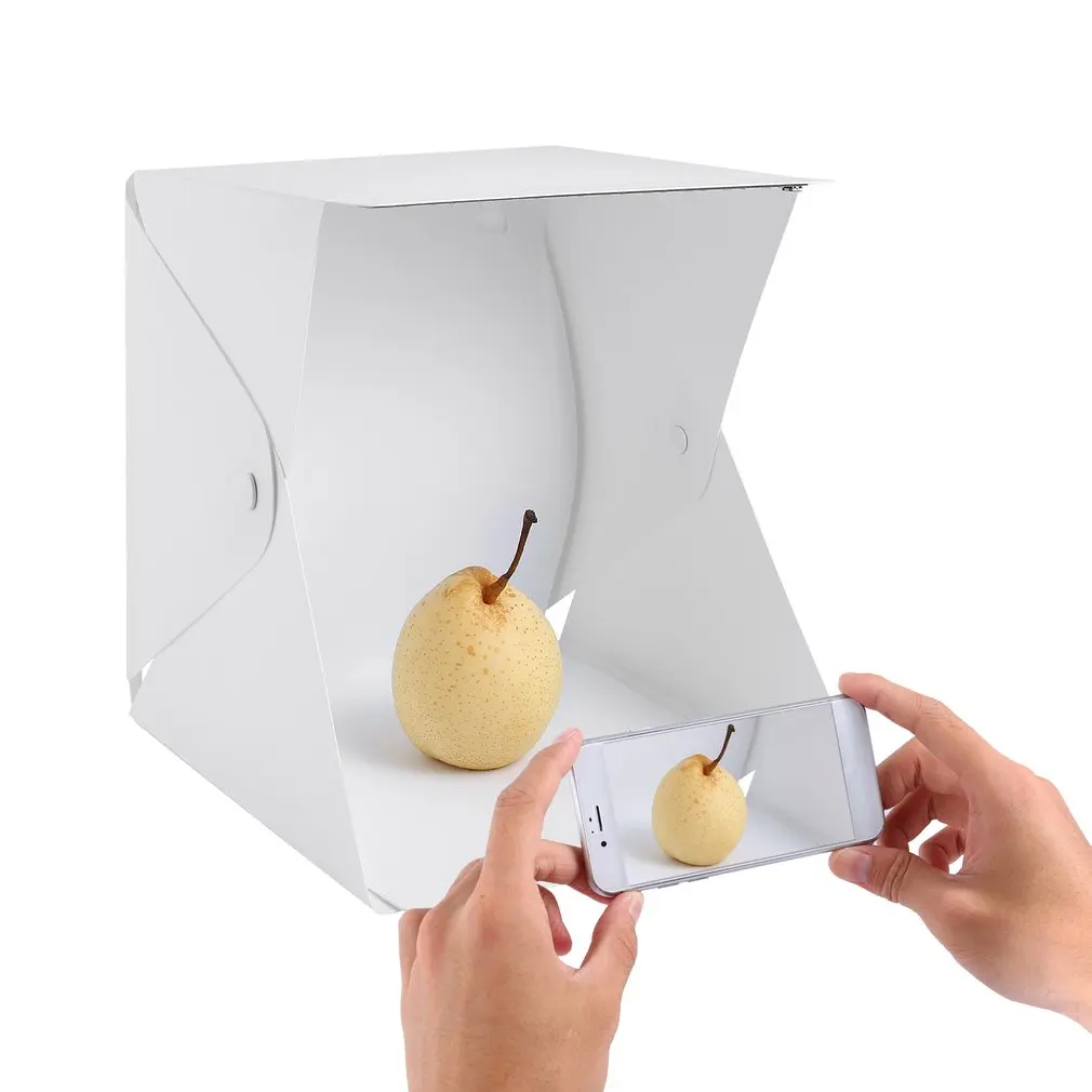 Lerbyee Folding Lightbox Photography Studio Softbox LED Light Soft Box Camera Photo Background Box Lighting for Smartphone