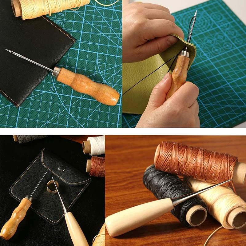 LMDZ Leather Sewing Leather Working Tool Kit Repair kit Leather Crafting Leather Needle Waxed Thread Prong Punch Drilling Awl