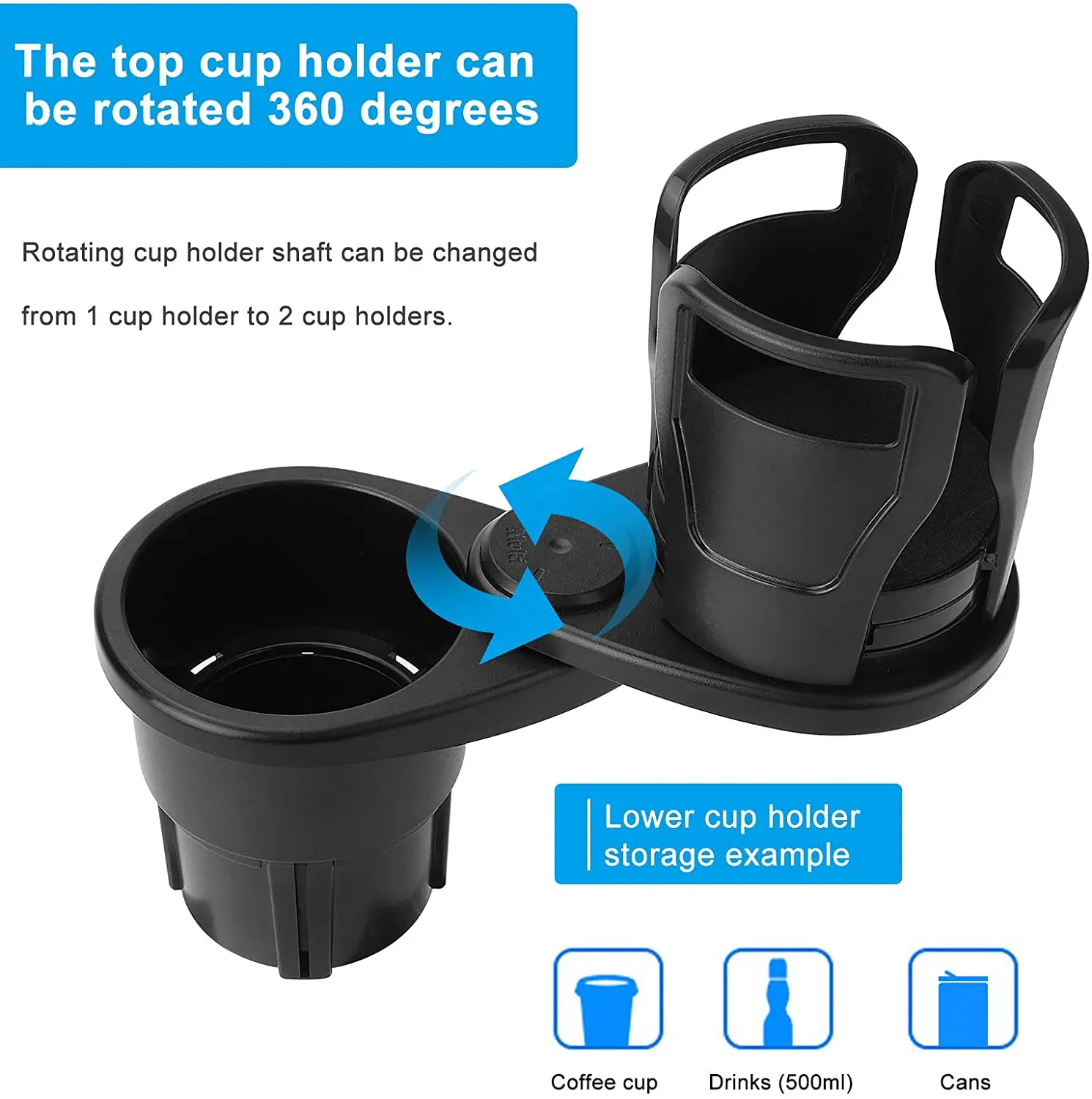 Multifunctional Cup Holder Expander 2 in 1 All Purpose Car Cup Holder and  Organizer With Adjustable