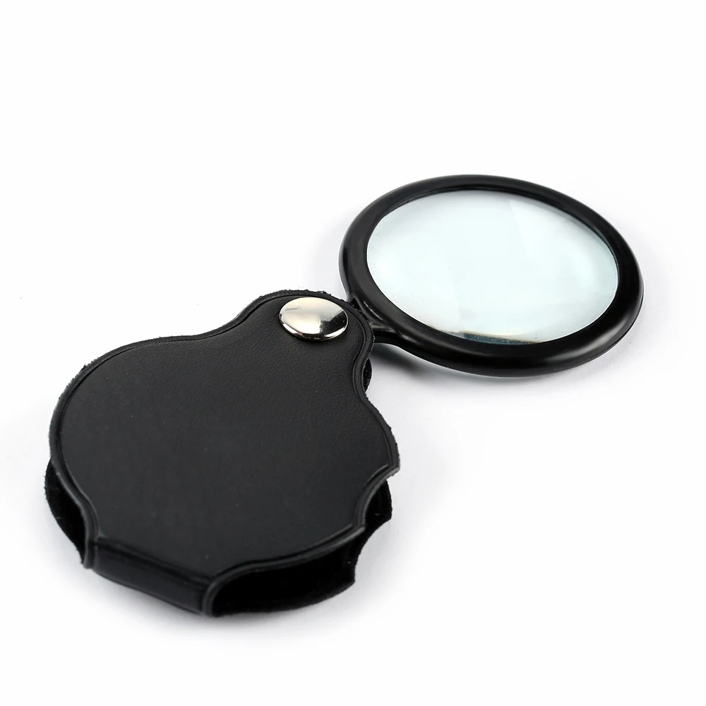 

5X Mini Portable Pocket Foldable Jewelry Magnifier Eye Glass Lens Loupe Leather Case Educational Tool Reading Magnify Lens