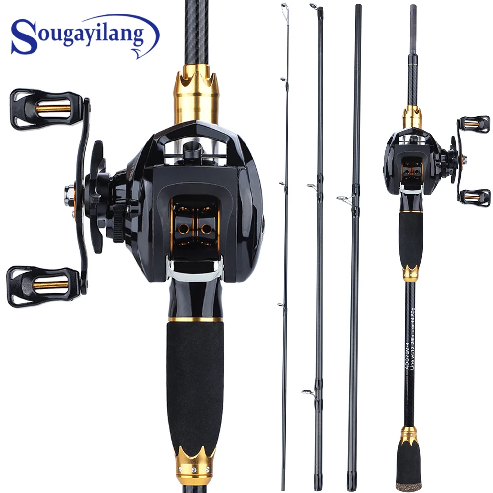 

Sougayilang 1.8m 2.1m 4 Sections Fishing Rod and left/right Baitcasting Reel High quality Carbon and Casting Fishing Reel Sets