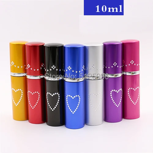 

10ml Colorful Aluminum Cosmetic Perfume Spray Head Bottle, Empty Metal Fragrance Reagent Atomizer Glass inner Perfume Vials