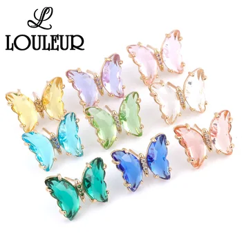 

2020 New Design Transparent Crystal Glass Butterfly Earrings For Women Girls Fashion Korean Stud Earring Jewelry Party Gifts