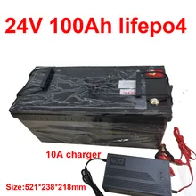 Водонепроницаемый 24V 100AH lifepo4 аккумулятор 200A BMS для 4800W домов на солнечных батареях RV EV AGV фотогальваническое хранилище+ 10А зарядное устройство