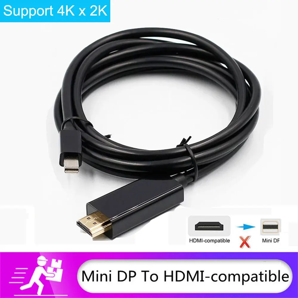 Порт дисплея 1 8 м Thunderbolt мини-порт DP-HDMI-совместимый кабель адаптера 1080P ТВ-проектор
