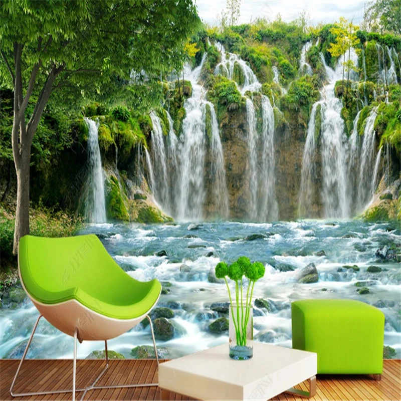 Forest Waterfall Scenery Wallpaper for Living Room Natural Scenery TV  Background Wall Papers Home Decor Mural Papel De Parede|Wallpapers| -  AliExpress