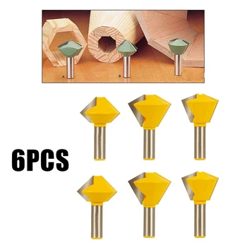 

6PC Bits Bird's Mouth Router Bit Set 1/2inch Shank 6/8/12 Sided Woodworking Tool For Cutting Carbide
