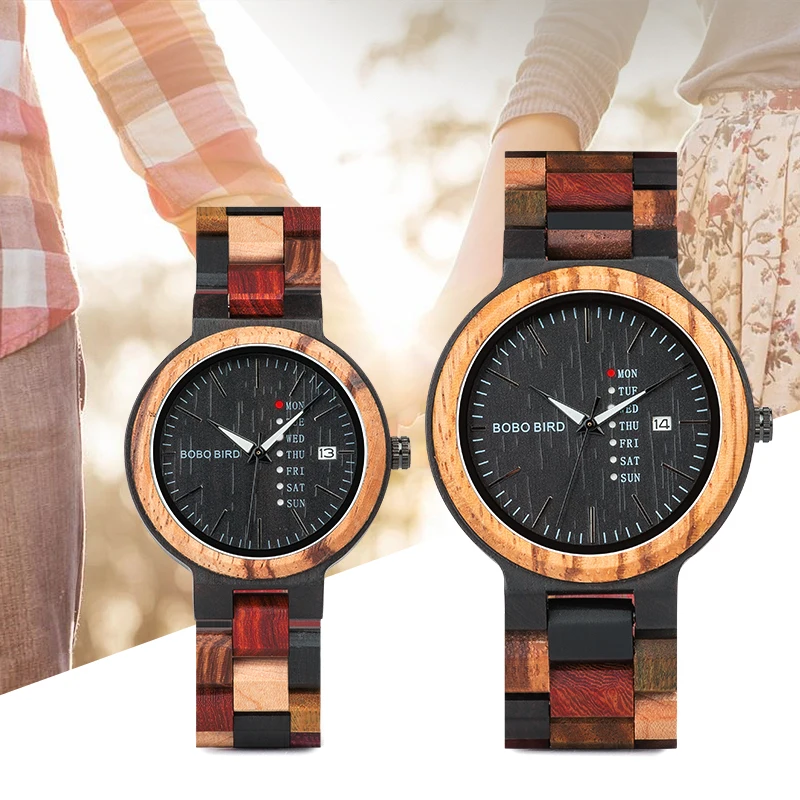 BOBO BIRD Wood часы для влюбленных пар мужские шоу свидания женские наручные женщин и