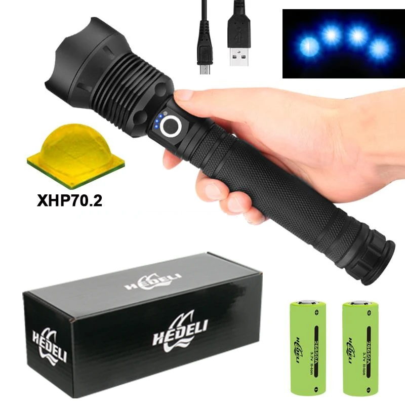 250000 lm XHP70.2 most powerful led flashlight torch xhp70 usb tactical flashlights xhp50 rechargeable flash light 18650 26650