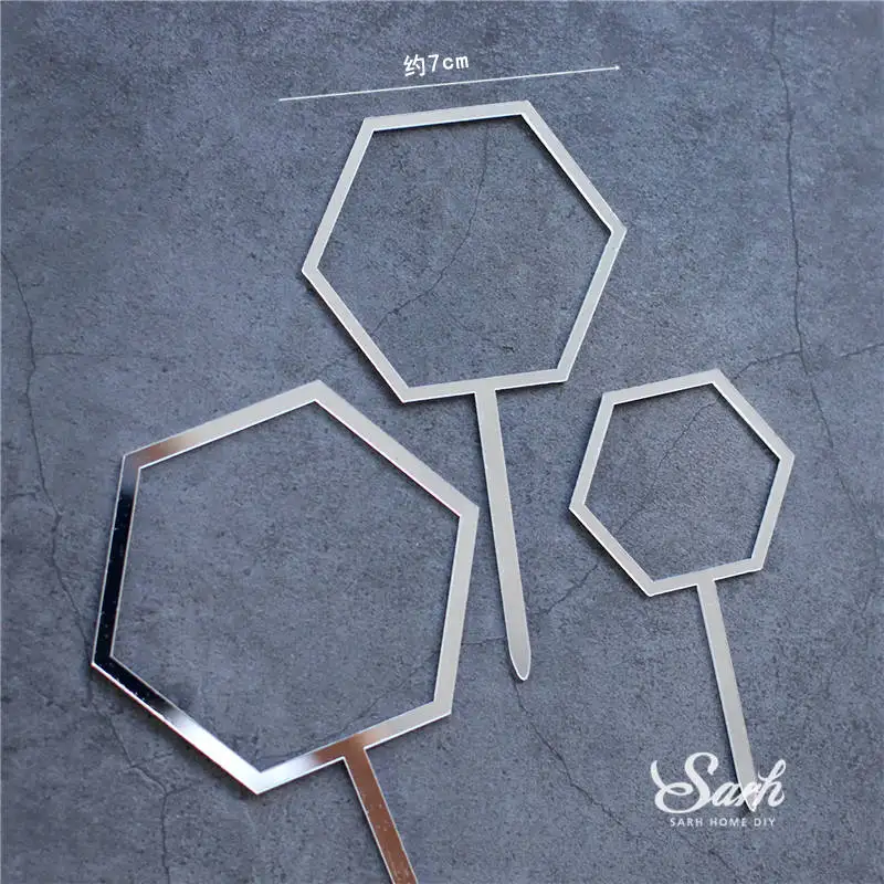 3pc hexagon set C Бабочка пряжа сетки Ловец снов торт Топпер Золотая Корона принадлежности для выпечки Свадебная вечеринка украшения с днем рождения любовь подарок - Цвет: 3pc hexagon set C