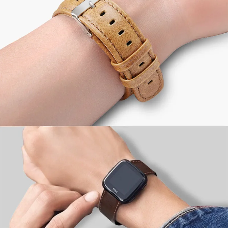 Прочный кожаный браслет ремешок для Fitbit Versa фитнес-Браслет для Fitbit Versa женские мужские Смарт-часы ремешок петля