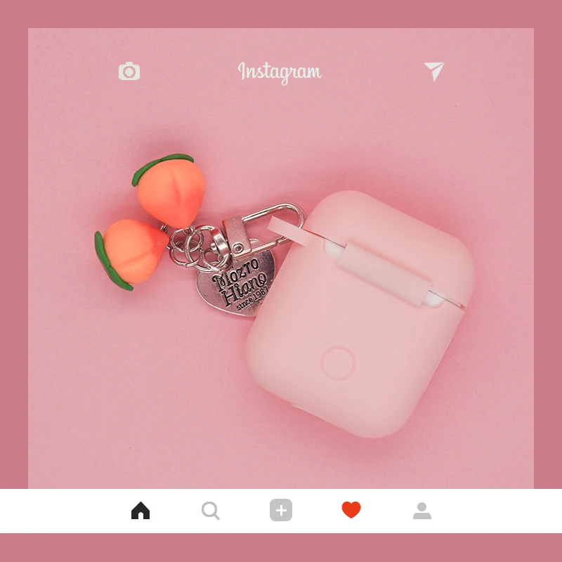 Милые фрукты чехол для наушников Apple Airpods 1 2 силиконовый защитный чехол для Airpods аксессуары персиковый Брелок чехол для наушников