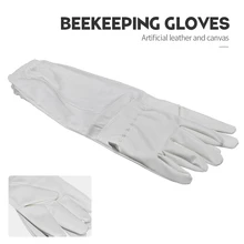 Beekeeper Prevent Gloves Protective Sleeves Ventilated Professional Thin Soft PU Leather Canvas Anti Bee Beekeeping Equipment