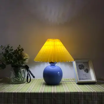 

Factory direct printing pure color lattice lampshade modern small fresh simple base bedroom lamp reading lamp decorative lamp