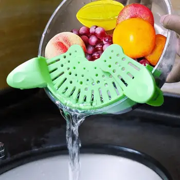 

Clip-on Silicone Pan Strainer Pot Drainer Fruit Colander Food Filter Kitchen Tool