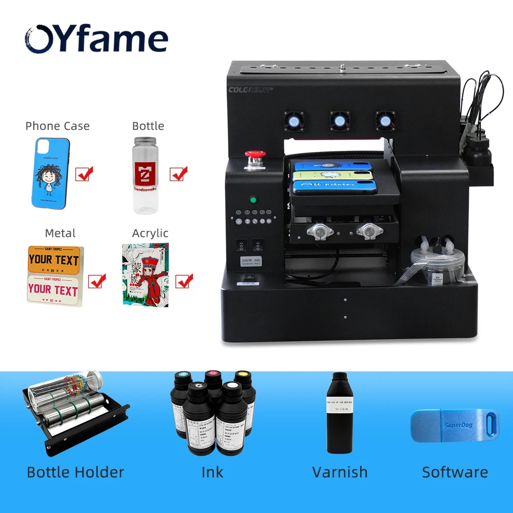 OYfame A4 УФ планшетный принтер для чехол телефона Бутылка акриловые Стекло
