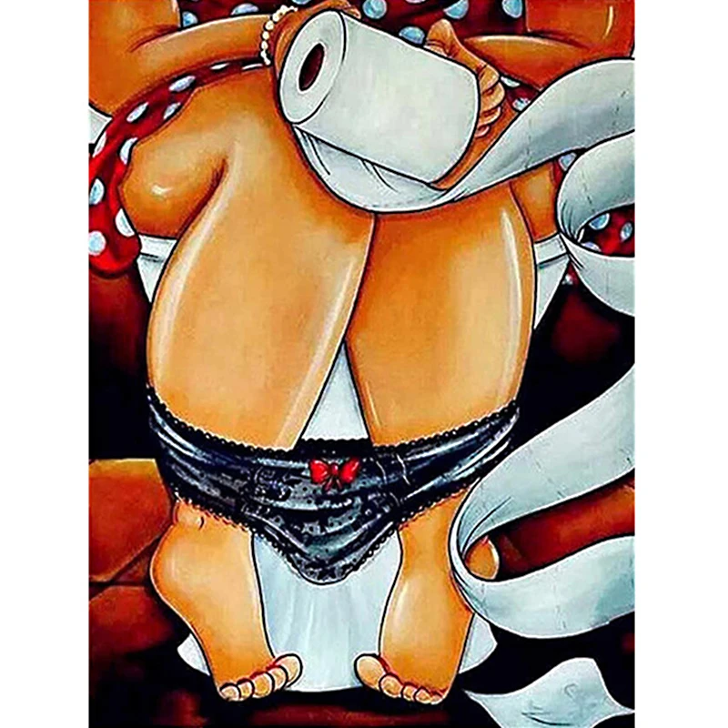 5D DIY Diamond Painting Sexy Fat Lady Woman Cross Stitch Full Drill Embroidery Mosaic Cartoon Rhinestone Picture Home Decor Gift | Дом и сад